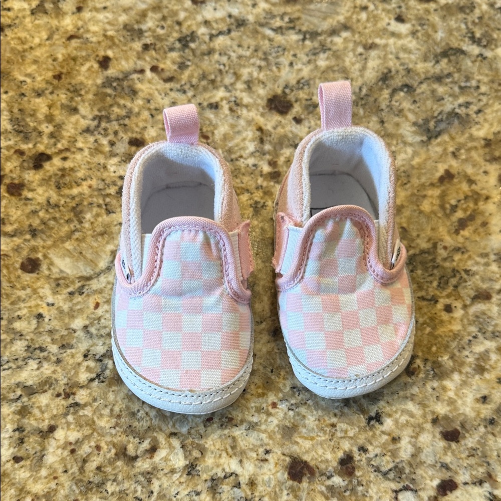 Vans Baby Pink Checkered Slip-On Shoes